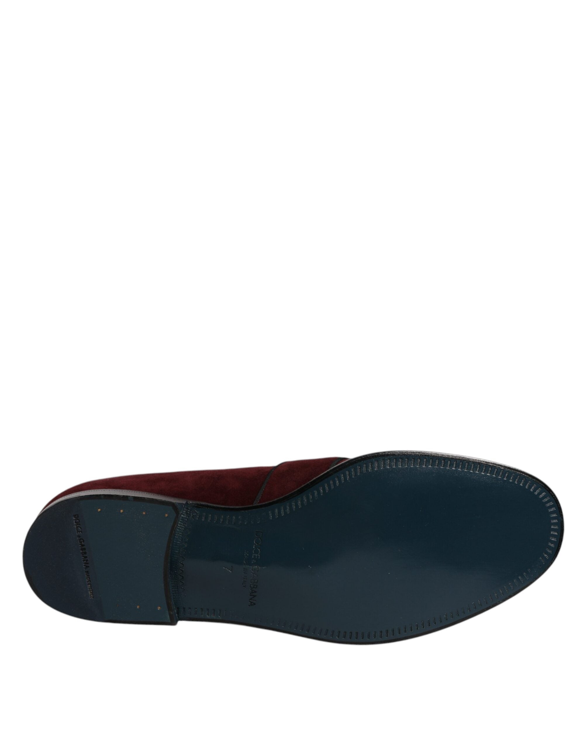 Chaussures formelles en daim bordeaux Dolce & Gabbana pour hommes, mocassins élégants et sophistiqués.