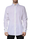 Chemise blanche Dolce & Gabbana en coton à manches longues, style Martini, vue de face sur un mannequin.