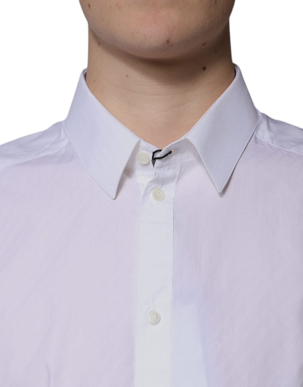 Chemise blanche en coton à manches longues Dolce & Gabbana Martini, style élégant et classique pour homme.