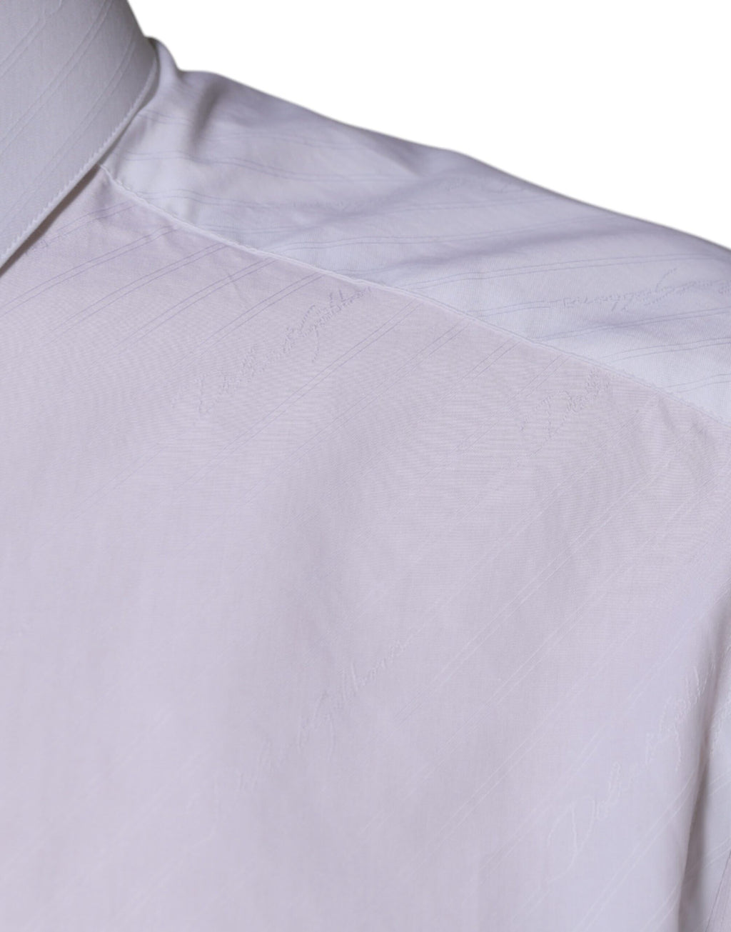 Chemise blanche Dolce & Gabbana en coton à manches longues, style Martini, vue de face avec col classique.