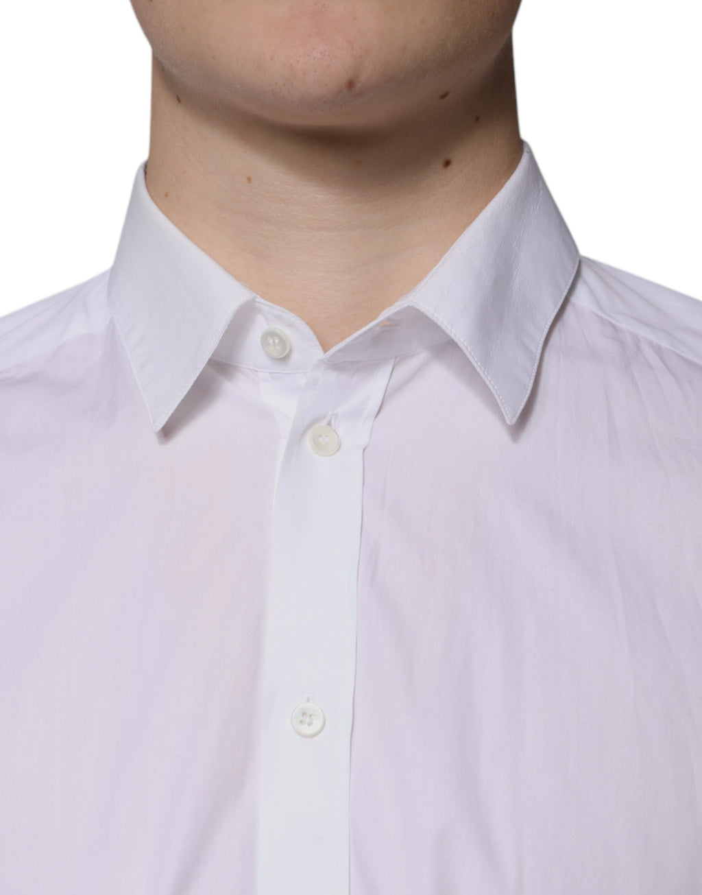 Chemise blanche en coton à manches longues de costume Dolce & Gabbana, style élégant pour homme.