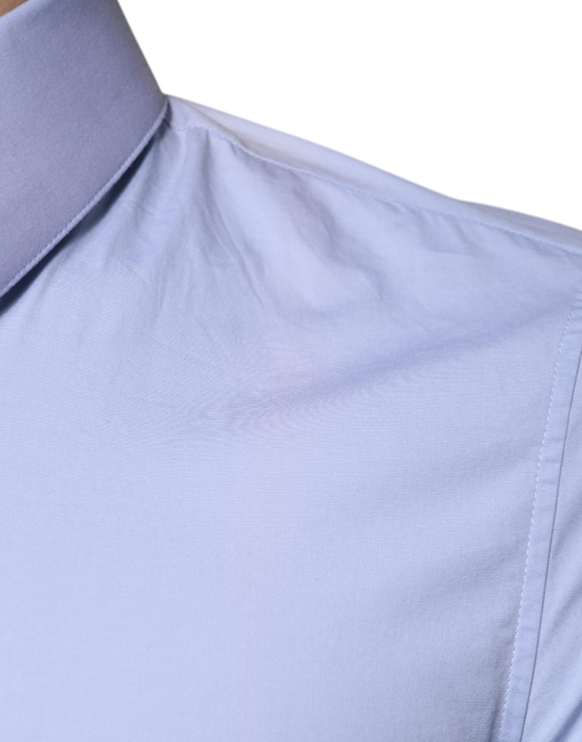 Chemise slim fit en coton Light Blue Dolce & Gabbana Light Blue Sicilia avec col et boutons visibles.