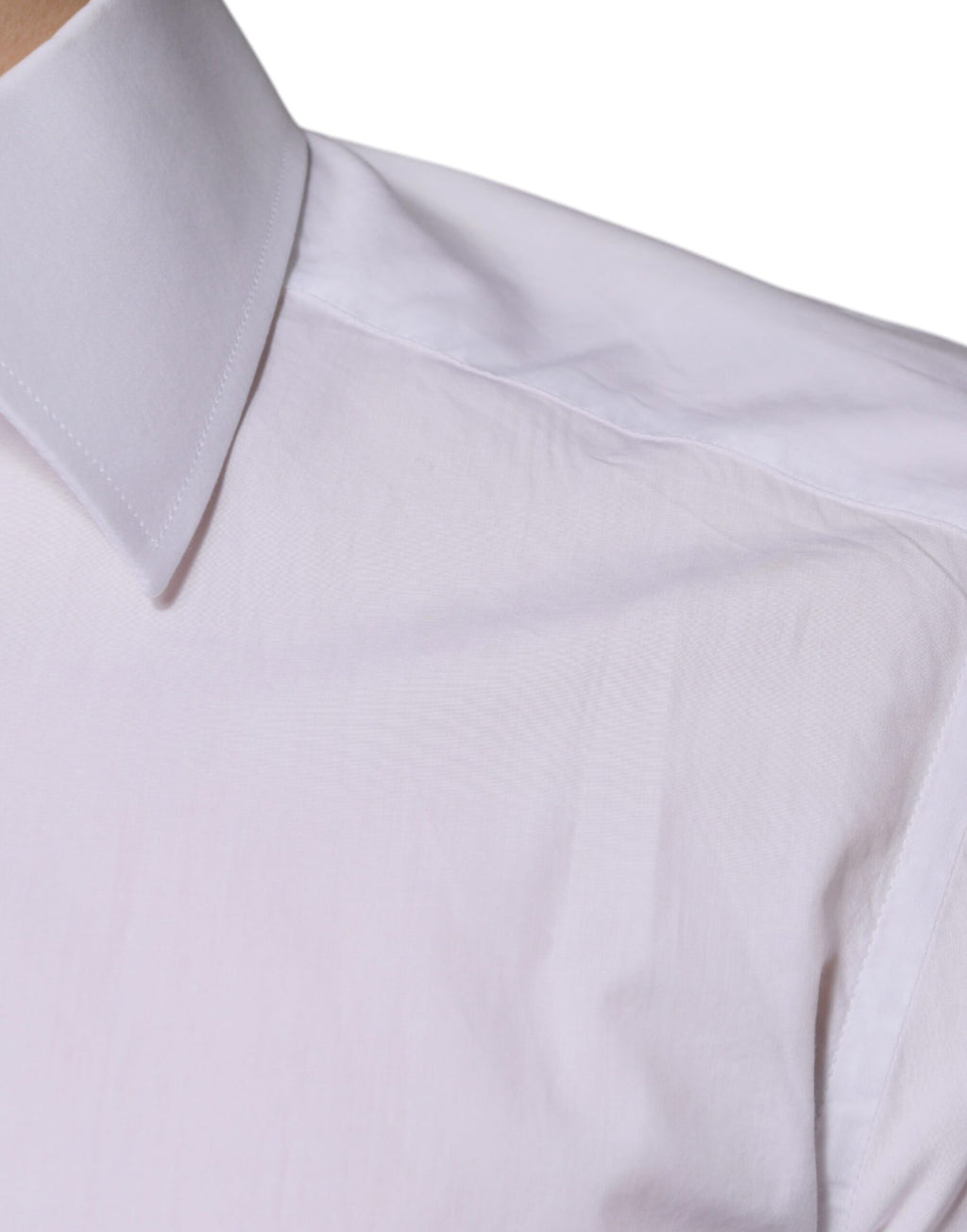 Chemise blanche en coton Dolce & Gabbana pour homme, coupe slim fit, avec boutons dorés et design élégant.