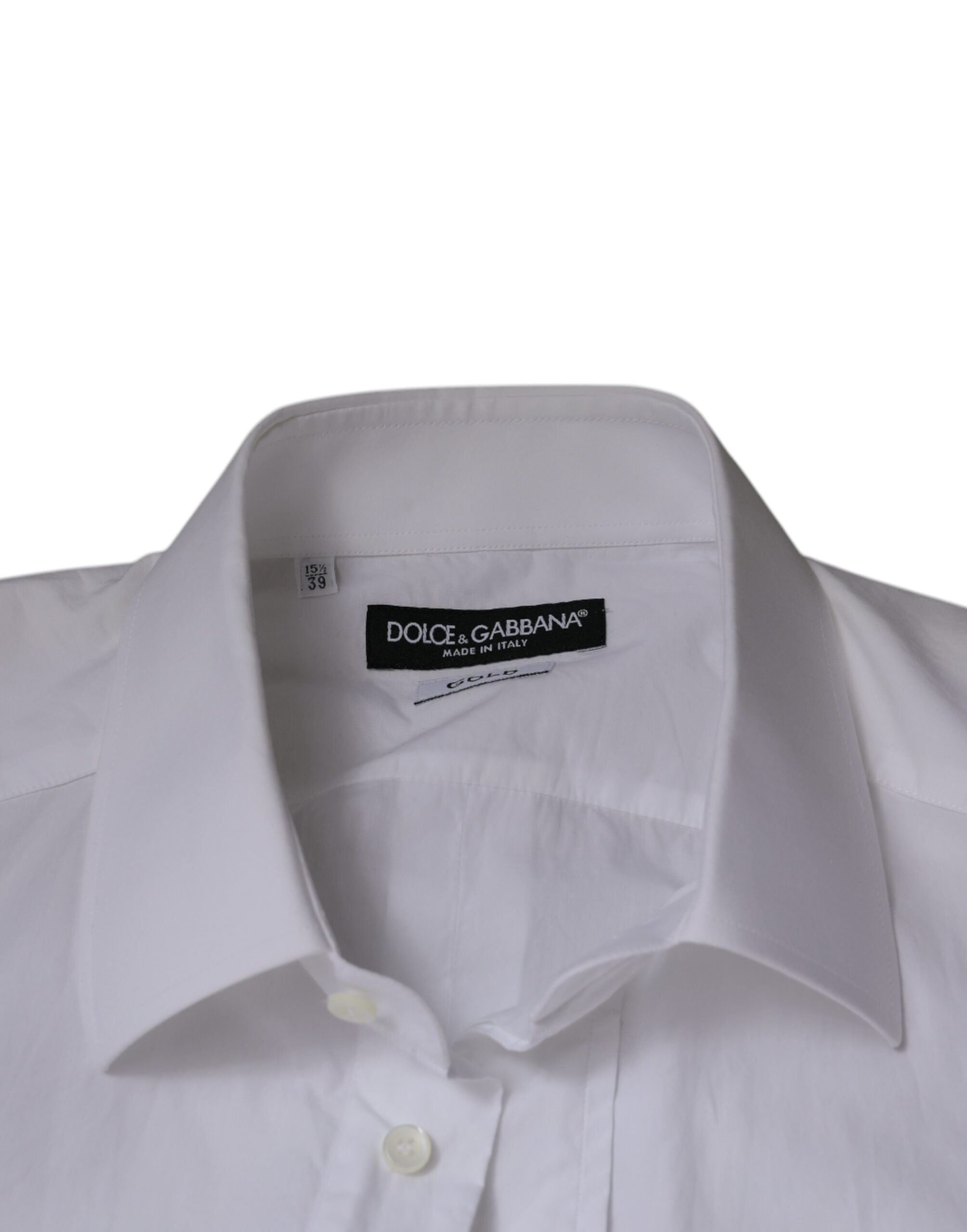 Chemise blanche en coton Dolce & Gabbana pour homme, ajustée, style élégant et sophistiqué.