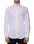 Chemise formelle blanche en coton Dolce & Gabbana pour homme, coupe slim fit, collier classique et manches longues.