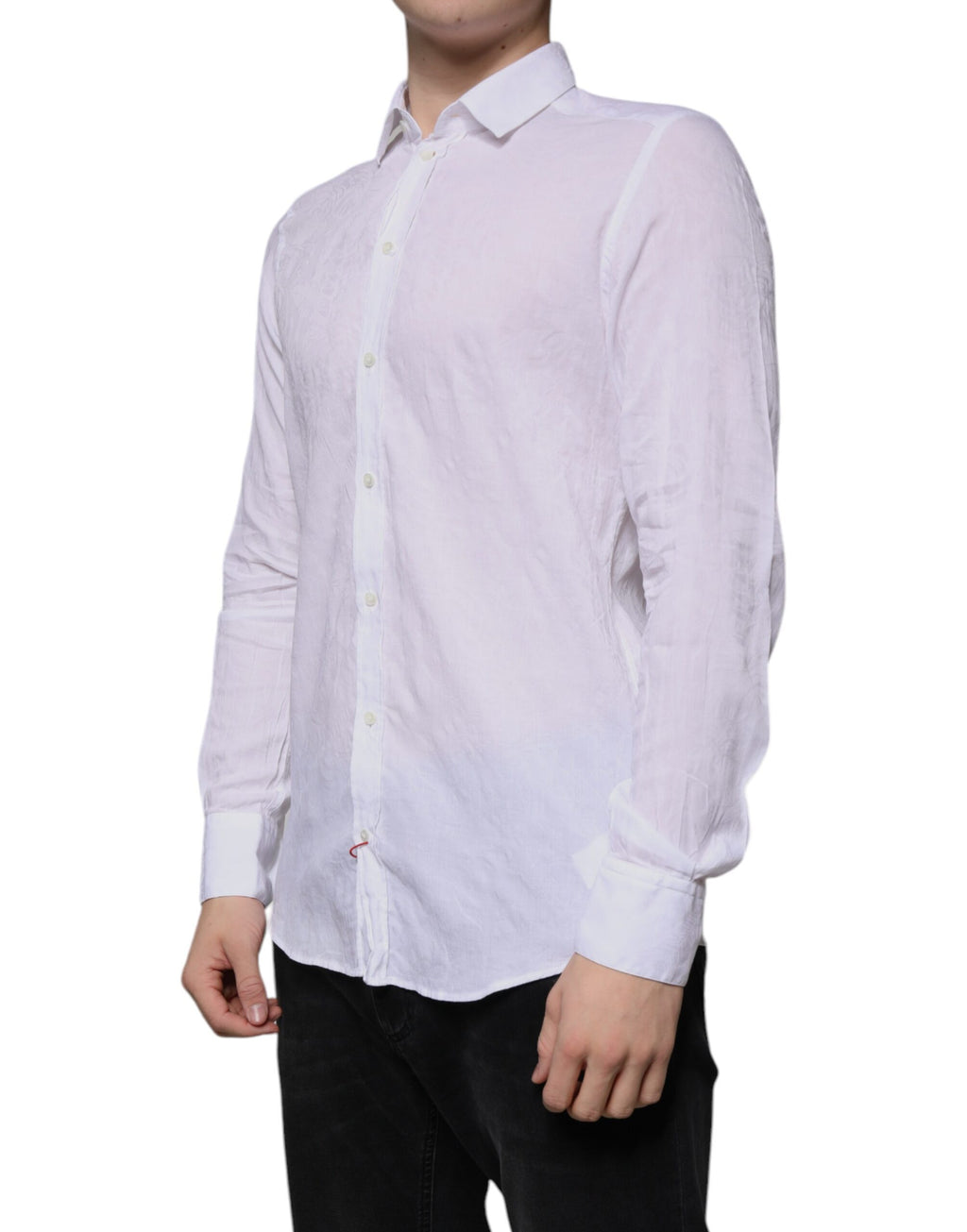 Chemise formelle blanche en coton Dolce & Gabbana pour homme, coupe slim, détails élégants et col classique.