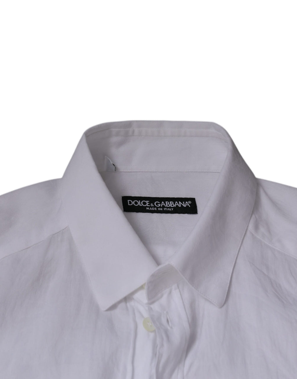Chemise blanche en coton Dolce & Gabbana pour homme, coupe slim fit, vêtement formel élégant.