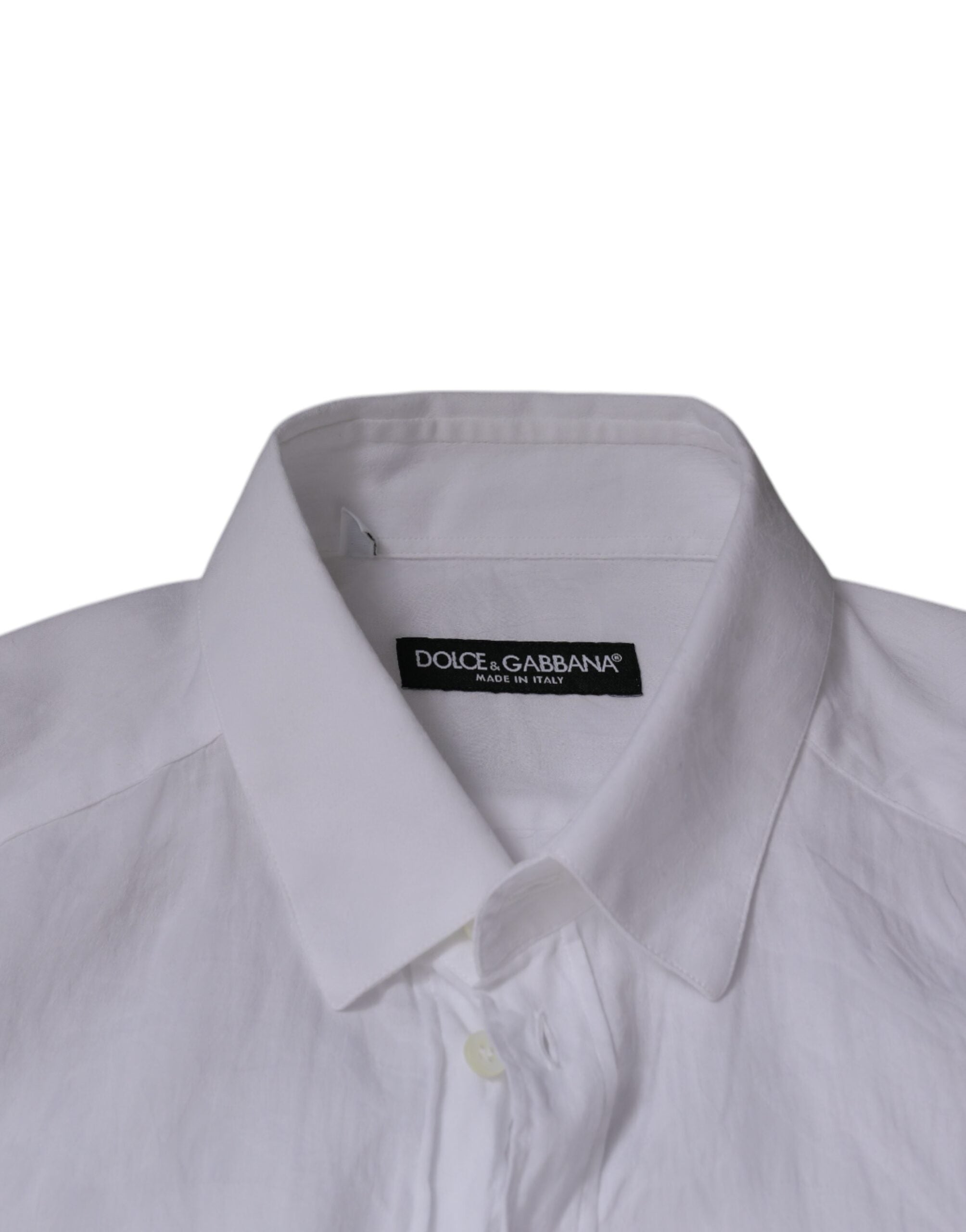 Chemise blanche en coton Dolce & Gabbana pour homme, coupe slim fit, vêtement formel élégant.