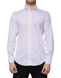 Chemise homme Dolce & Gabbana MARTINI en coton mélangé blanc, style élégant et classique.