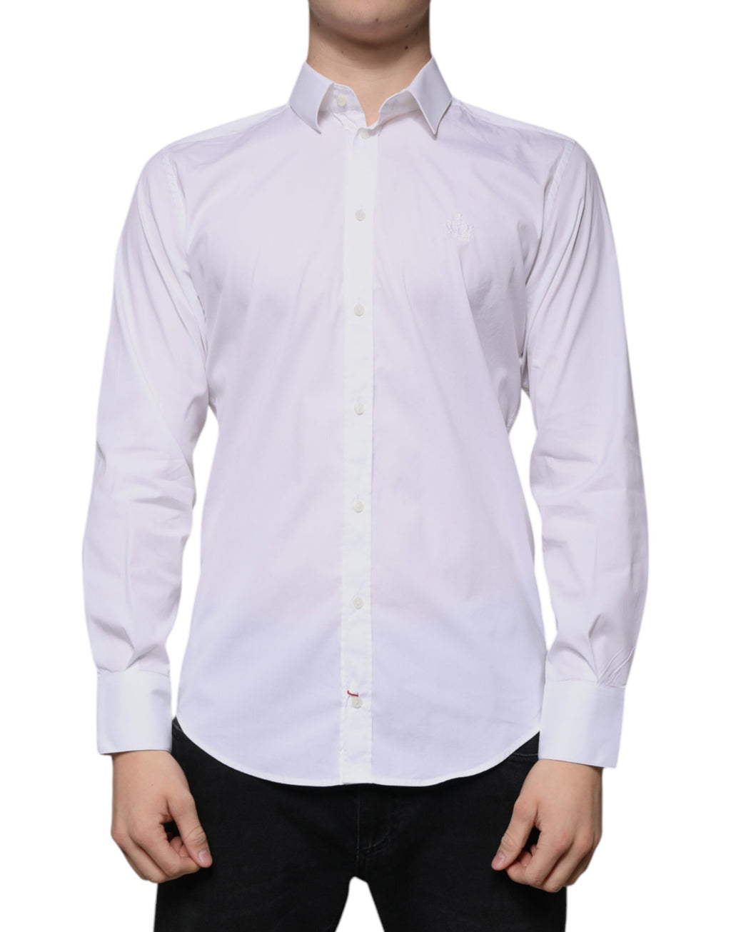 Chemise homme Dolce & Gabbana MARTINI en coton mélangé blanc, col classique et manches longues, élégante et sophistiquée.