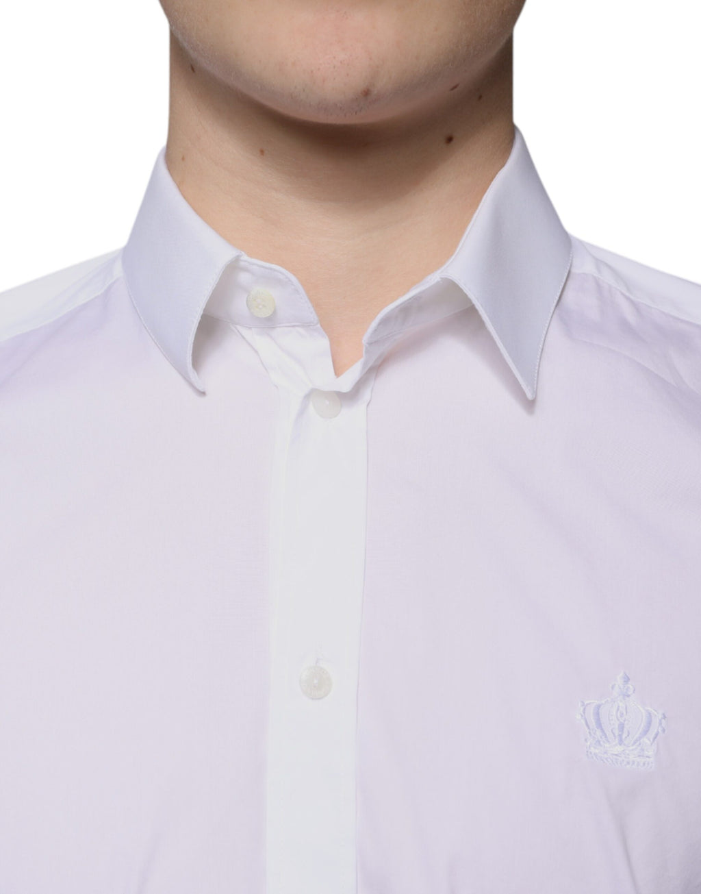 Chemise homme blanche Dolce & Gabbana en coton mélangé, style MARTINI, avec col classique et boutons élégants.