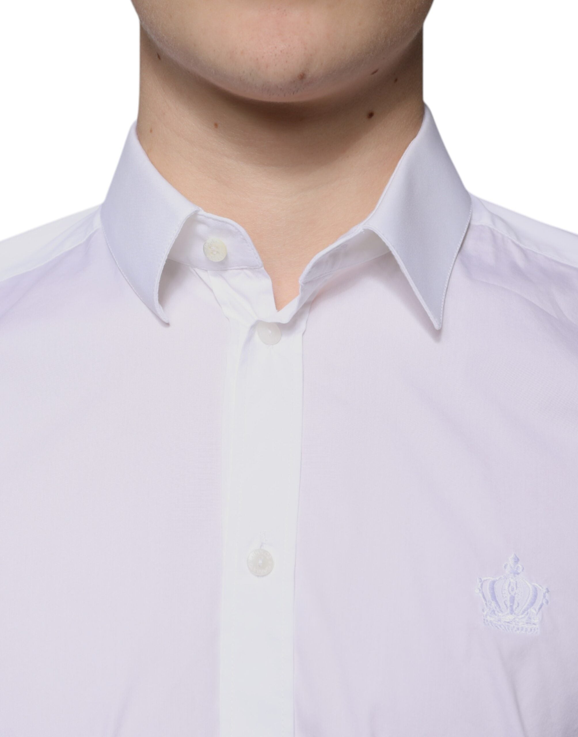 Chemise homme blanche Dolce & Gabbana en coton mélangé, style MARTINI, avec col classique et boutons élégants.