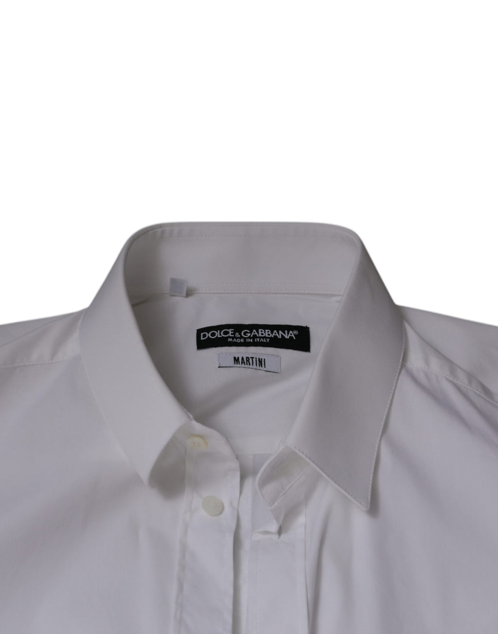 Chemise blanche en coton mélangé pour homme Dolce & Gabbana Martini, détail élégant et col classique, vue de face.