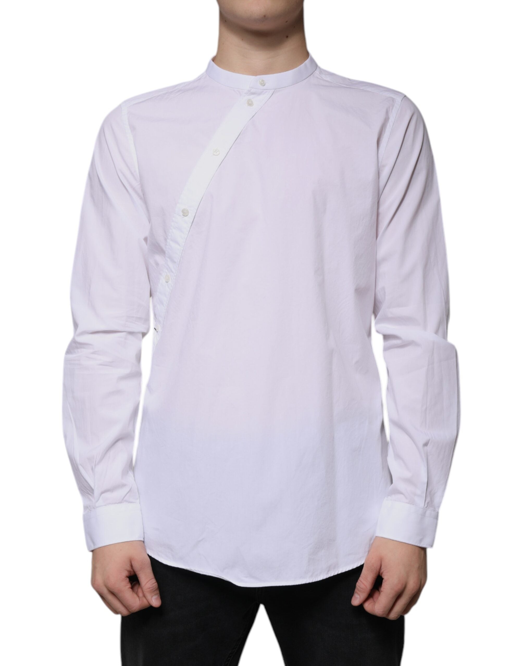 Chemise Dolce & Gabbana en coton blanc, coupe slim fit, élégante robe MARTINI pour homme, visible sur l'image.