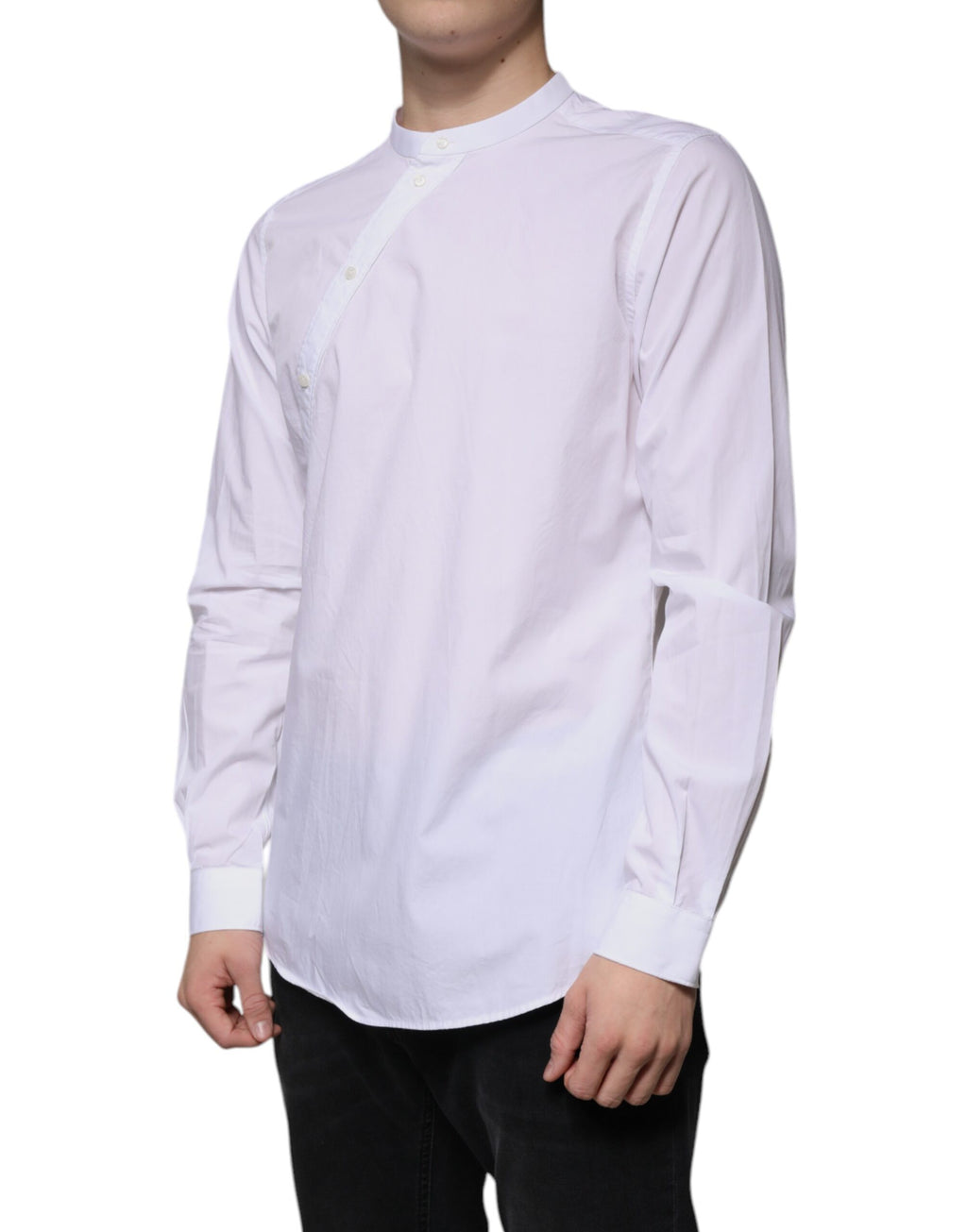 Chemise blanche en coton Dolce & Gabbana, coupe slim fit, style élégant, avec col classique et boutons visibles.