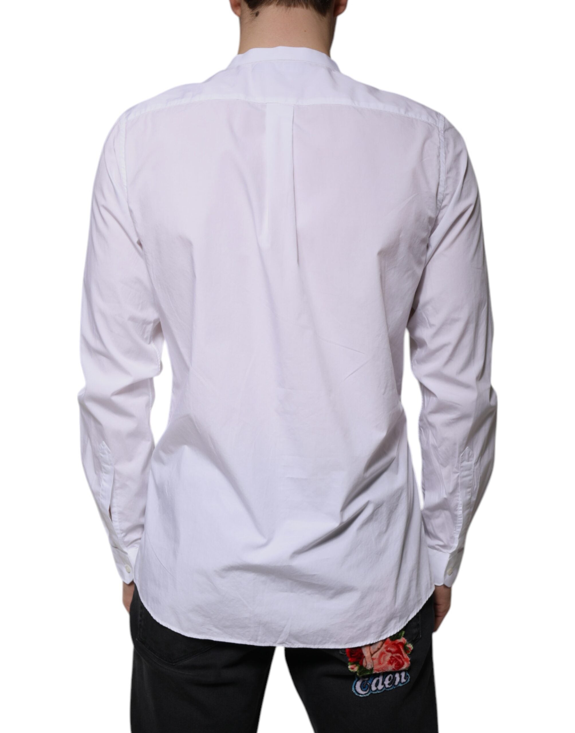 Chemise blanche en coton Dolce & Gabbana, coupe slim fit, vêtement élégant pour homme, avec col classique et boutons.