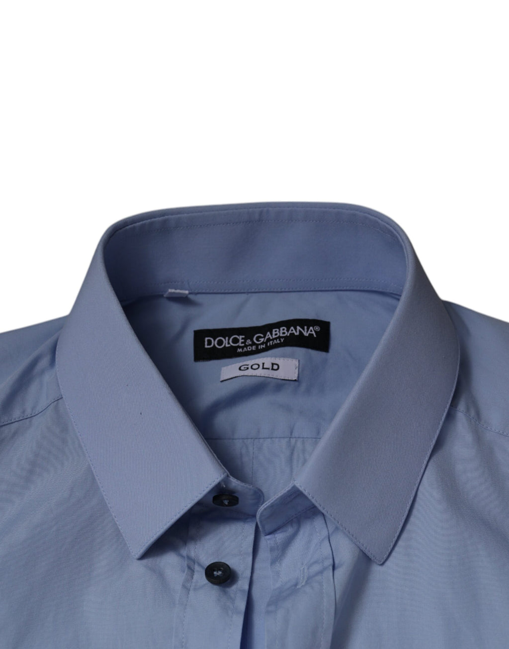 Chemise Slim Fit en coton doré Dolce & Gabbana Light Blue, vêtement élégant avec col et boutons visibles.