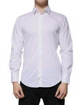 Chemise blanche en coton Dolce & Gabbana pour homme, coupe slim fit Martini, détails élégants et tissu de qualité.
