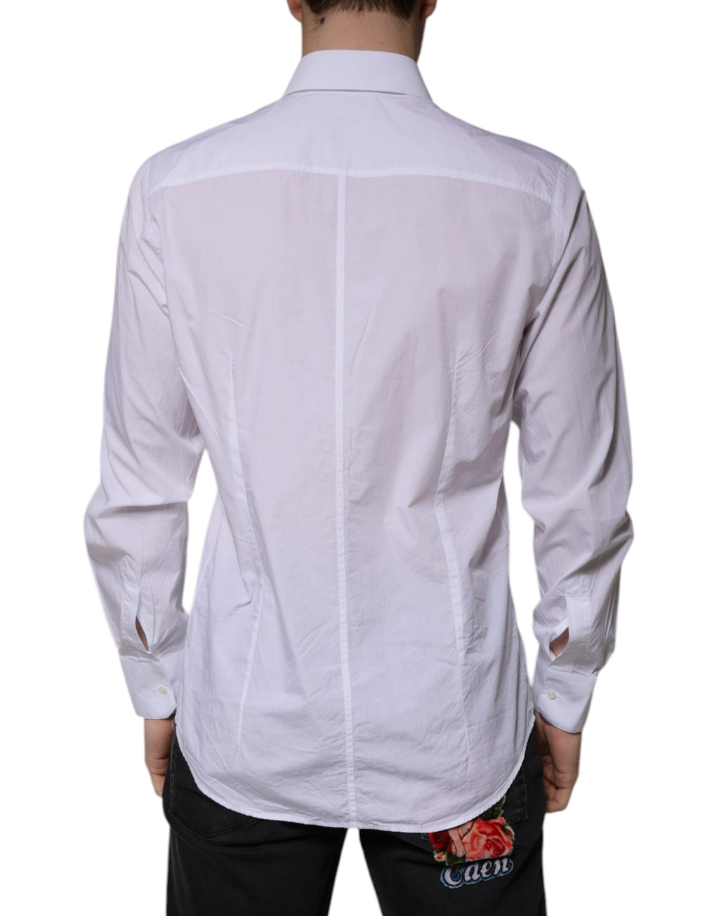 Chemise blanche en coton Dolce & Gabbana, coupe slim, pour homme, style élégant et moderne.