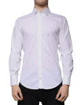 Chemise formelle blanche Dolce & Gabbana en coton mélangé avec col classique et boutons, vue frontale.