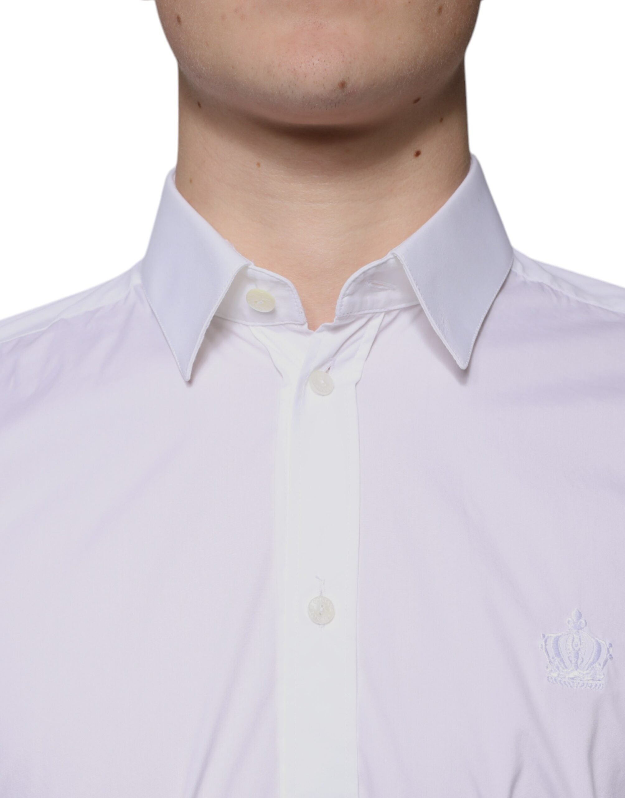 Chemise formelle blanche Dolce & Gabbana en coton mélangé, avec col et boutons élégants, pour homme.