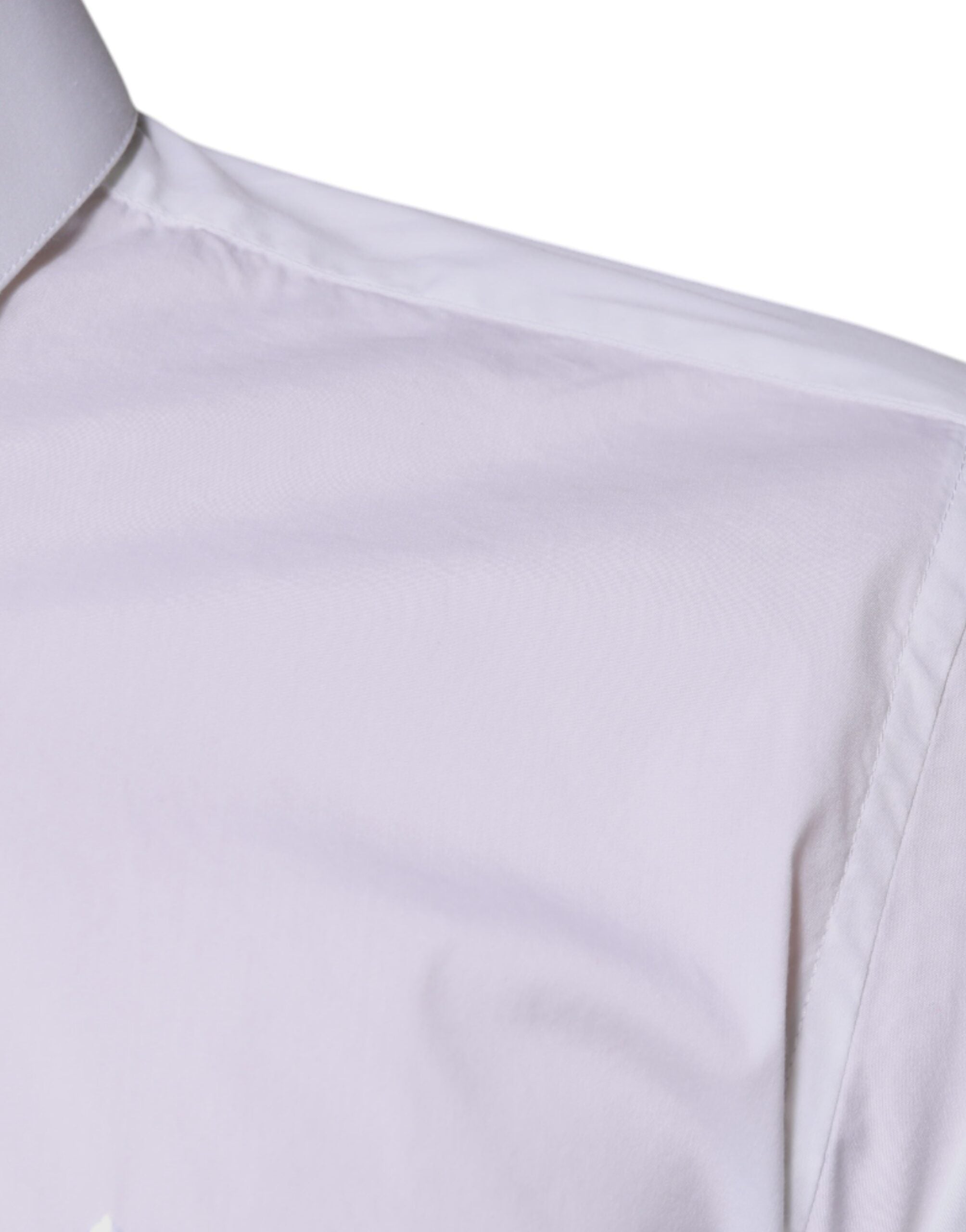Chemise formelle en coton mélangé blanc Dolce & Gabbana Martini, visible avec col classique et boutons élégants.