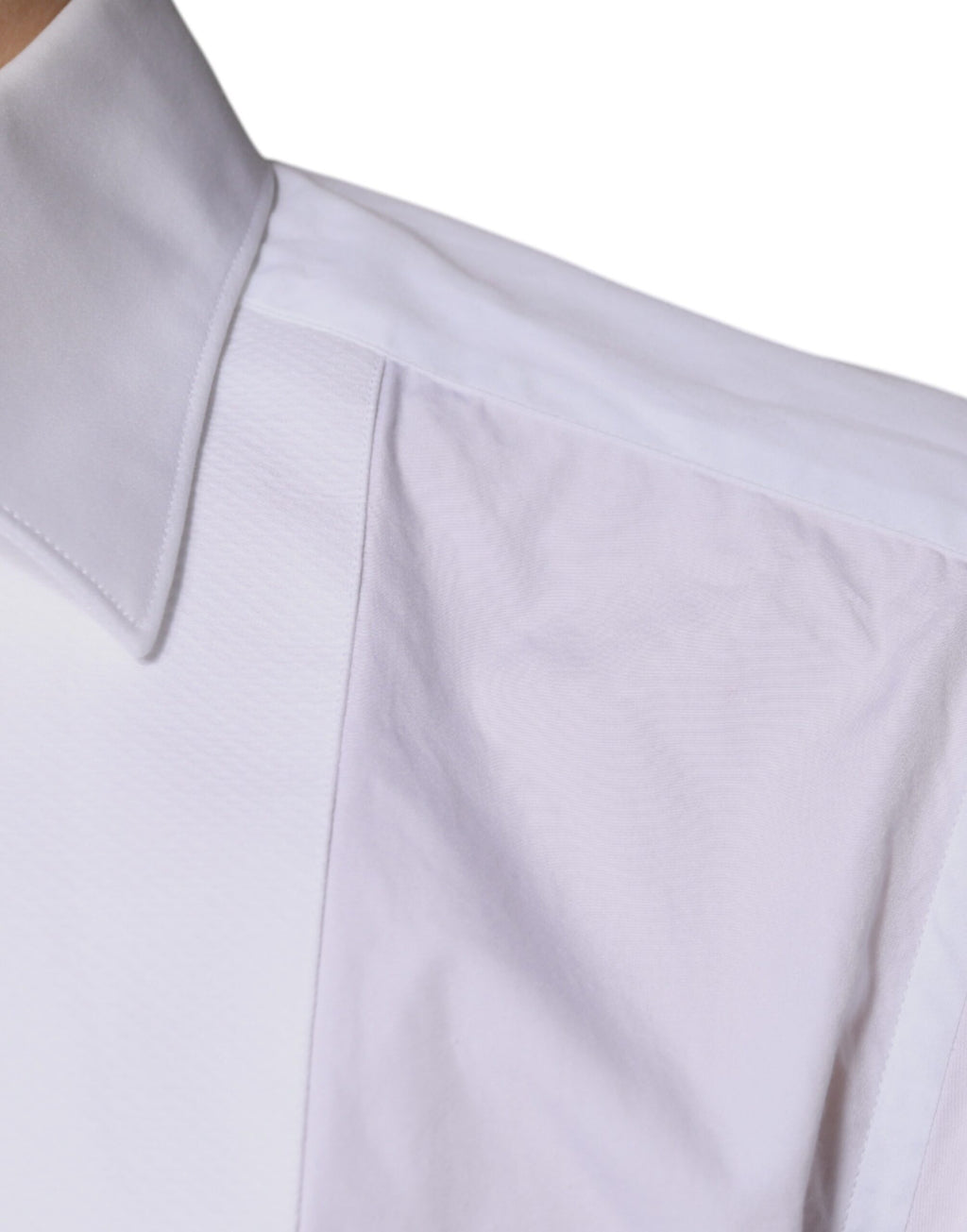 Chemise formelle blanche Dolce & Gabbana en coton popeline avec détails dorés pour homme.