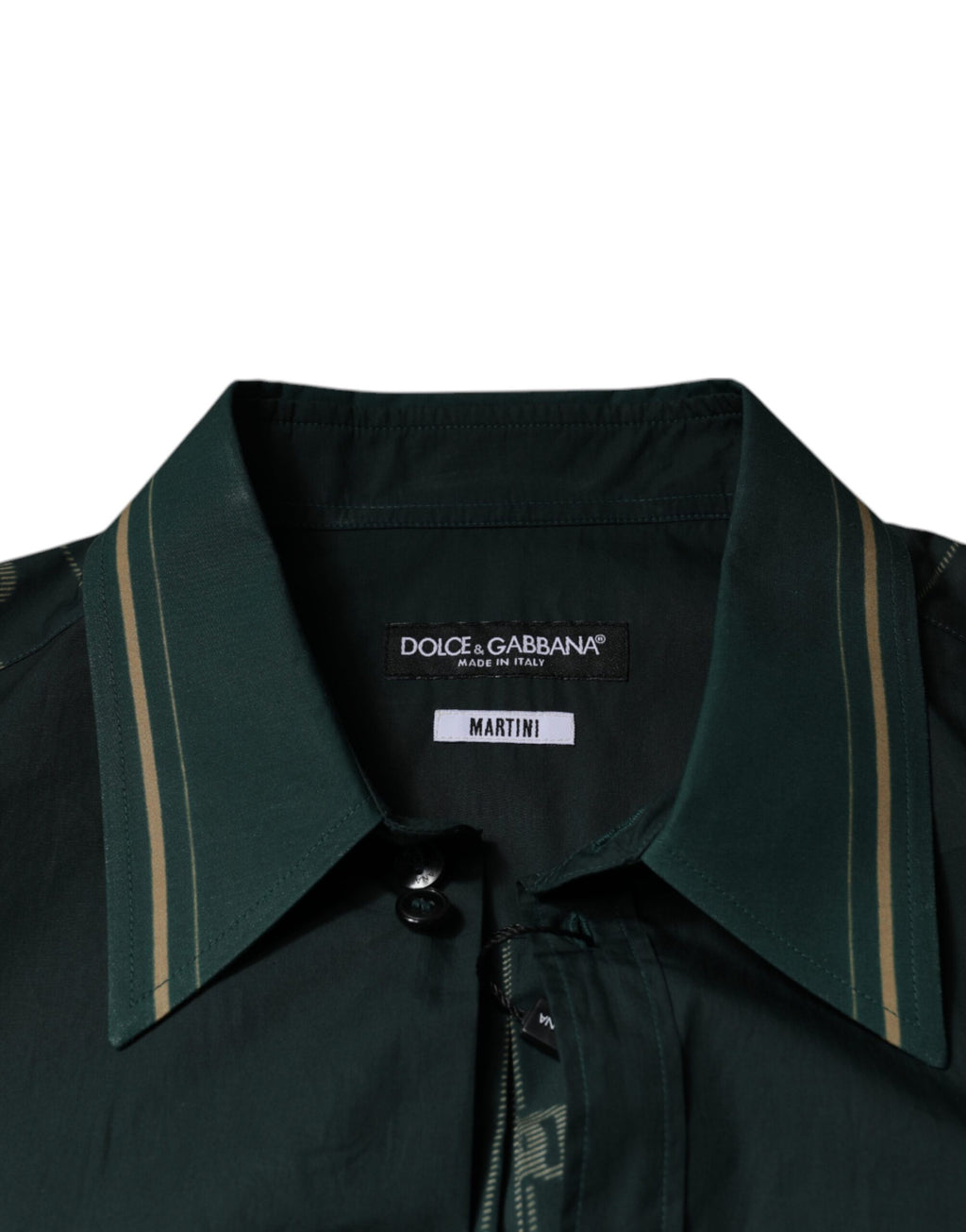 Chemise à manches longues Dolce & Gabbana Martini verte avec logo, style casual et design élégant.