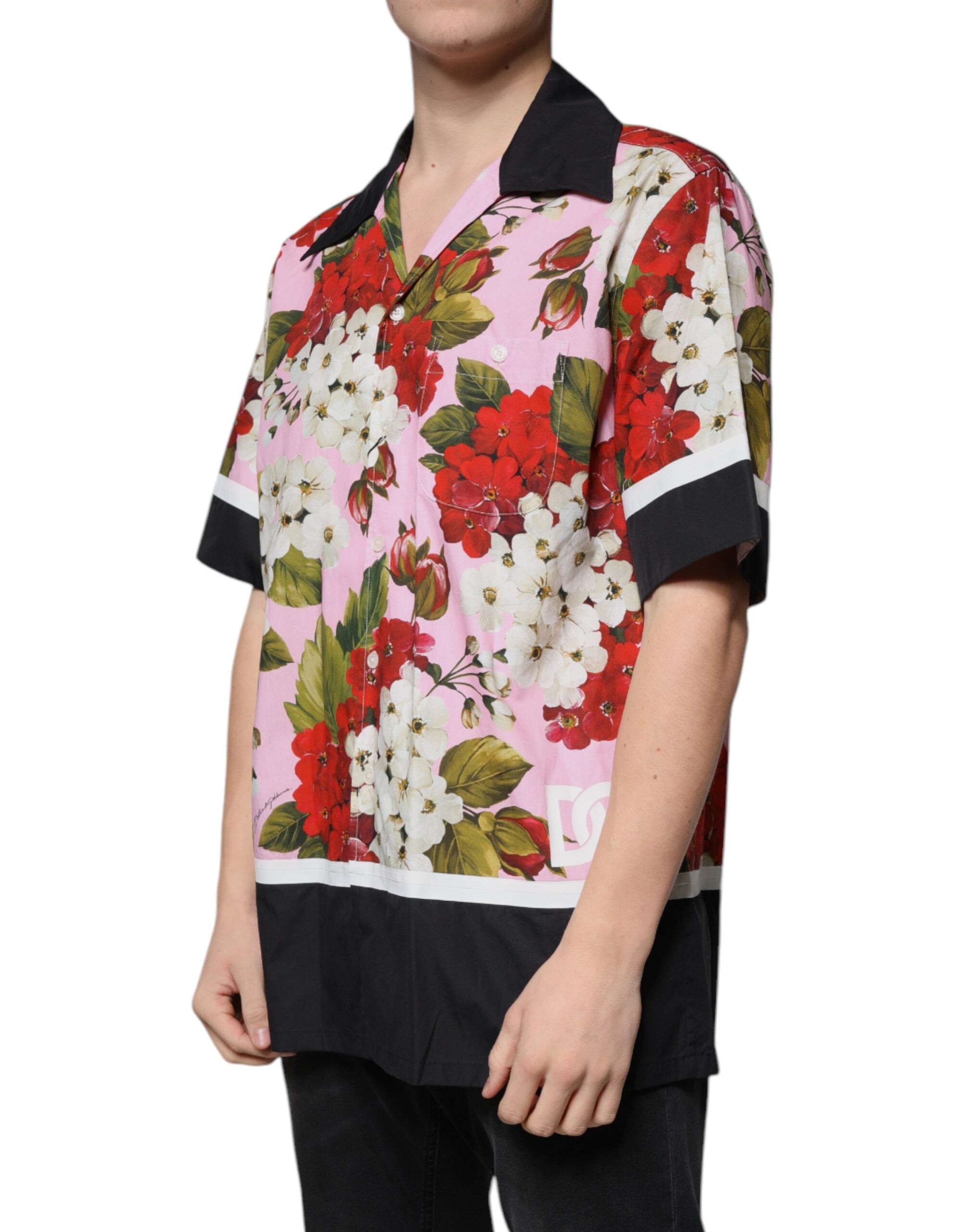Chemise décontractée à fleurs multicolores Dolce & Gabbana avec boutons, style casual, tissu léger et design élégant.