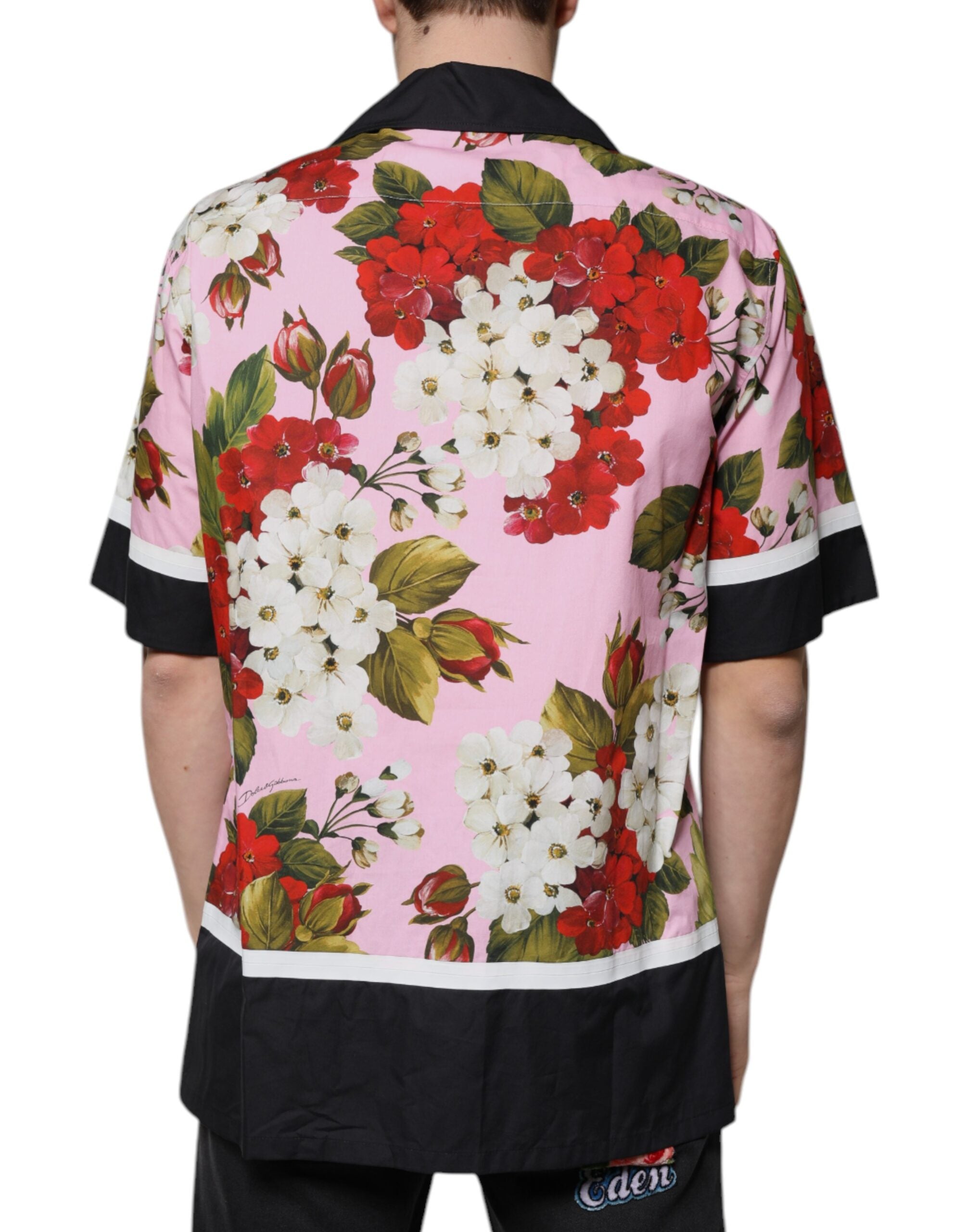Chemise décontractée Dolce & Gabbana à boutons avec motif floral multicolore, tissu léger et style élégant.