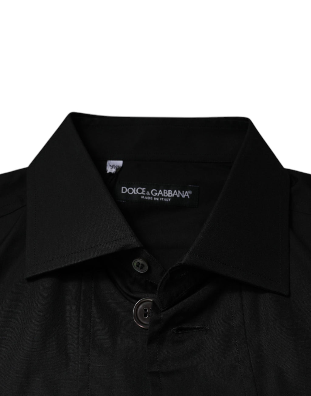 Chemise formelle noire en coton Dolce & Gabbana à manches longues, élégante et sophistiquée pour homme.