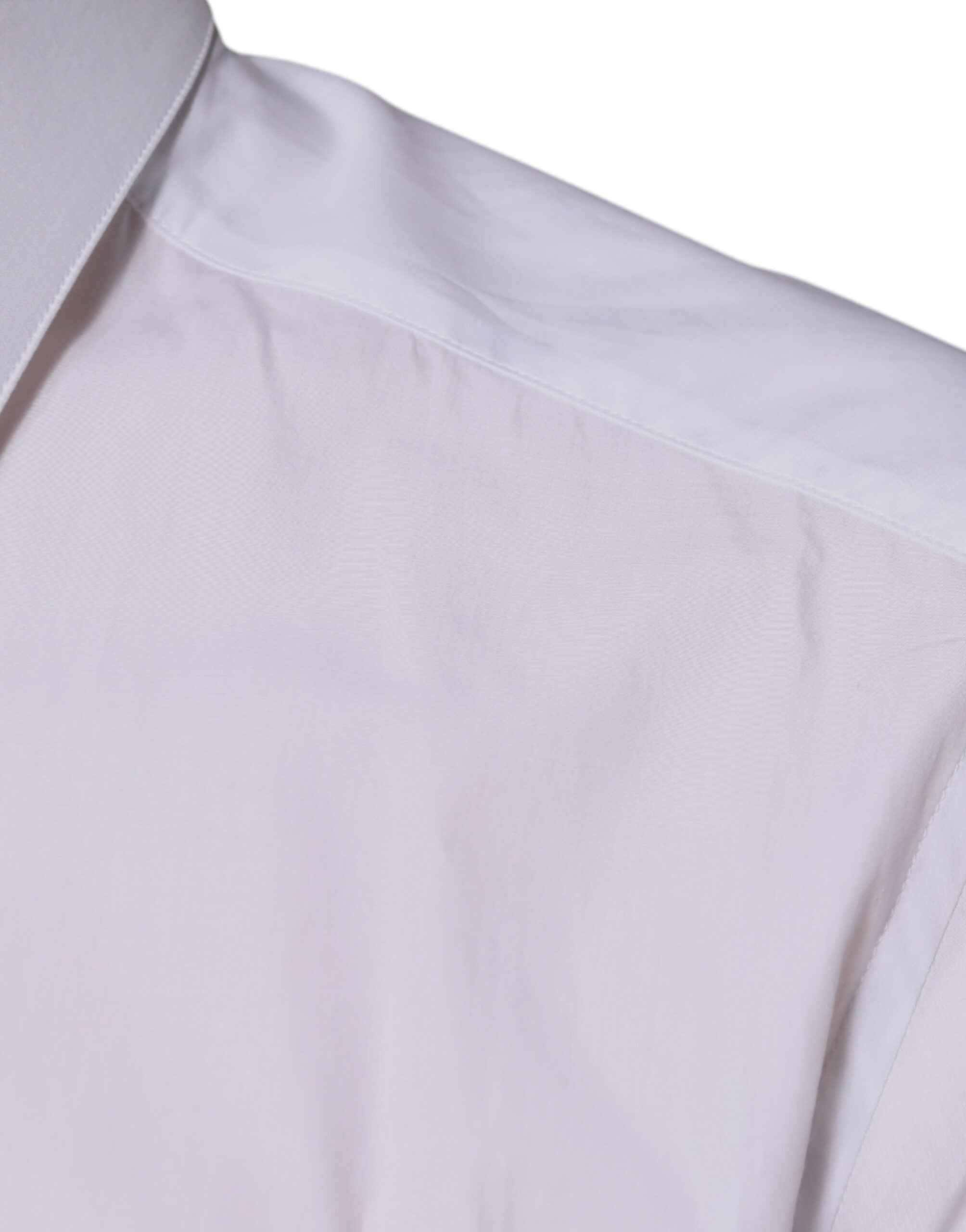 Chemise formelle blanche en coton Dolce & Gabbana pour homme avec logo doré, élégante et sophistiquée.