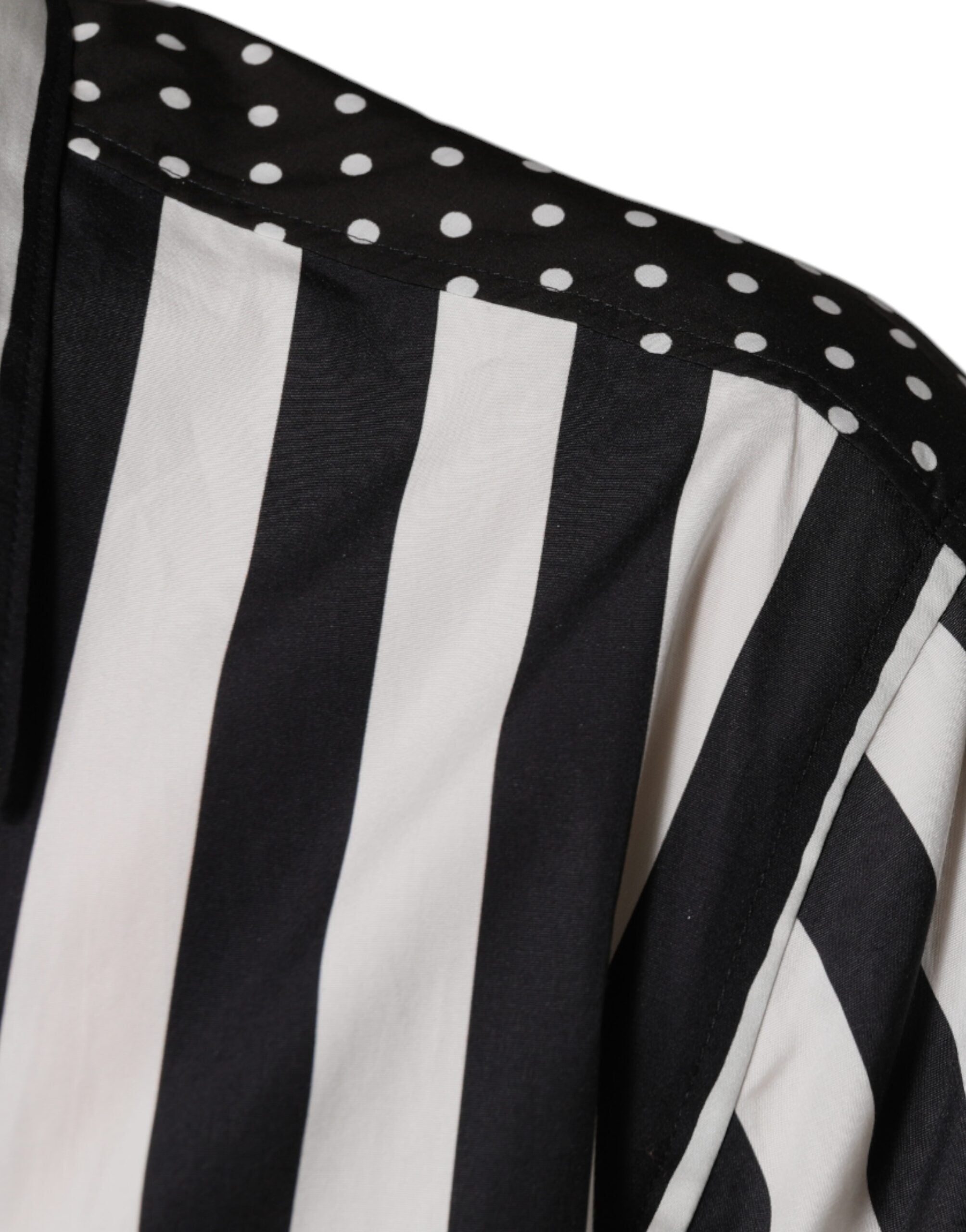 Chemise décontractée à rayures noires et blanches de Dolce & Gabbana, chemise boutonnée pour homme.