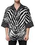 Chemise oversize Dolce & Gabbana à rayures zèbre noires et blanches, boutons, style décontracté et tendance.