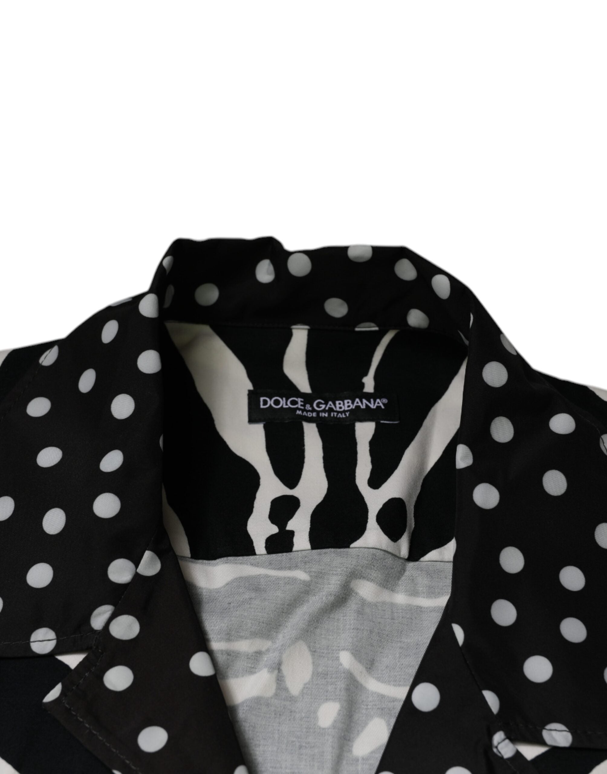 Chemise oversize Dolce & Gabbana à rayures zèbre noires et blanches, boutonnée, style décontracté et tendance.