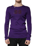 Pull à col rond en coton violet de Dolce & Gabbana pour homme, pull-over élégant et confortable.