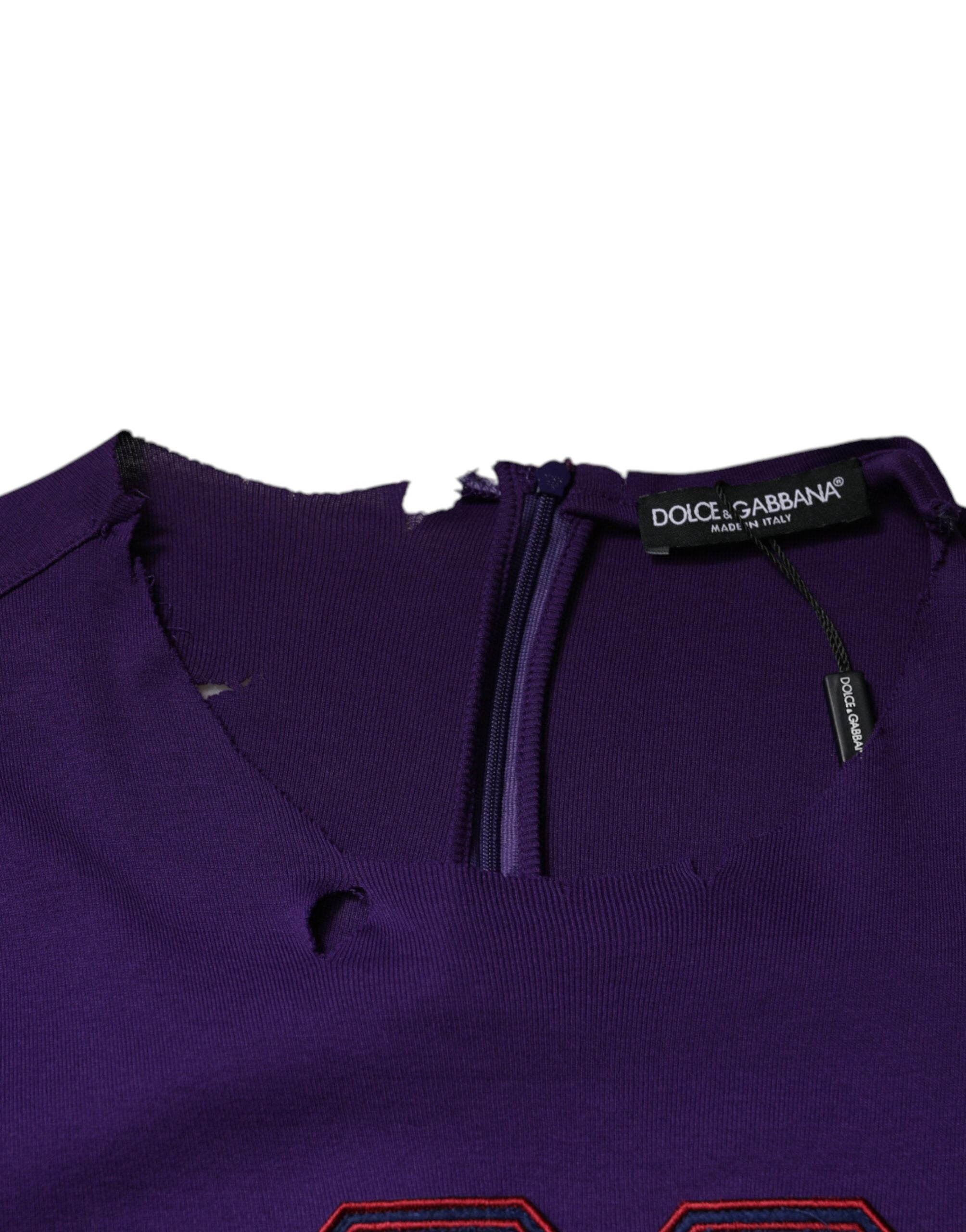 Pull homme Dolce & Gabbana en coton violet à col rond, style sweater décontracté et élégant.