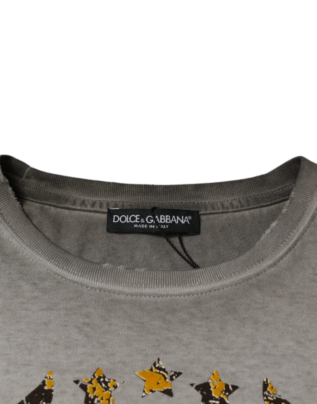Pull à col rond Dolce & Gabbana en coton gris à imprimé, doux et confortable, avec design élégant et détails modernes.