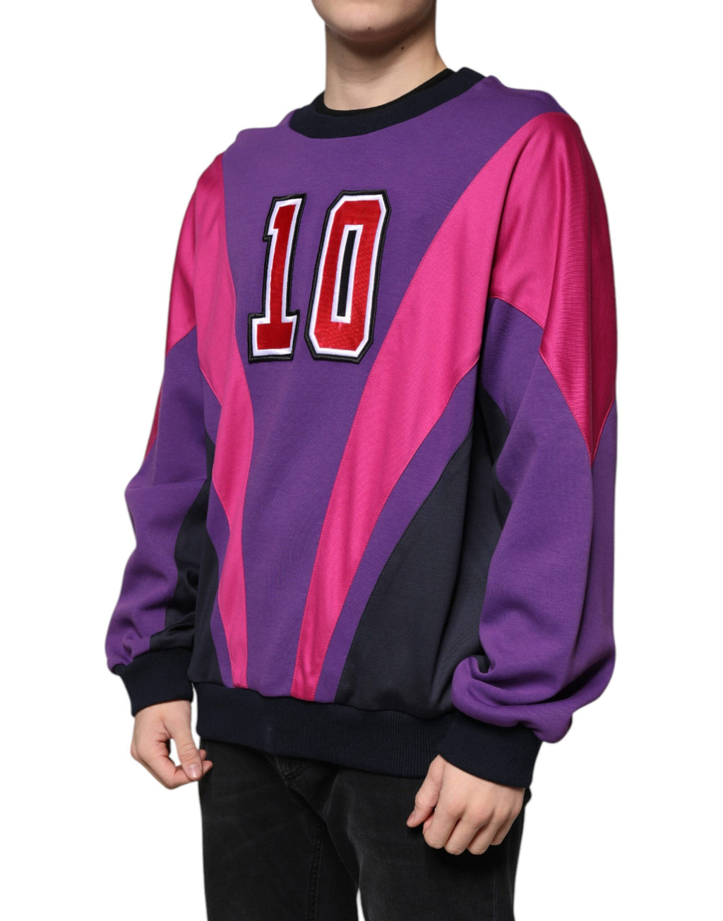 Sweatshirt à col rond multicolore pour homme de Dolce & Gabbana, pull en coton avec motifs colorés et logo sur la poitrine.