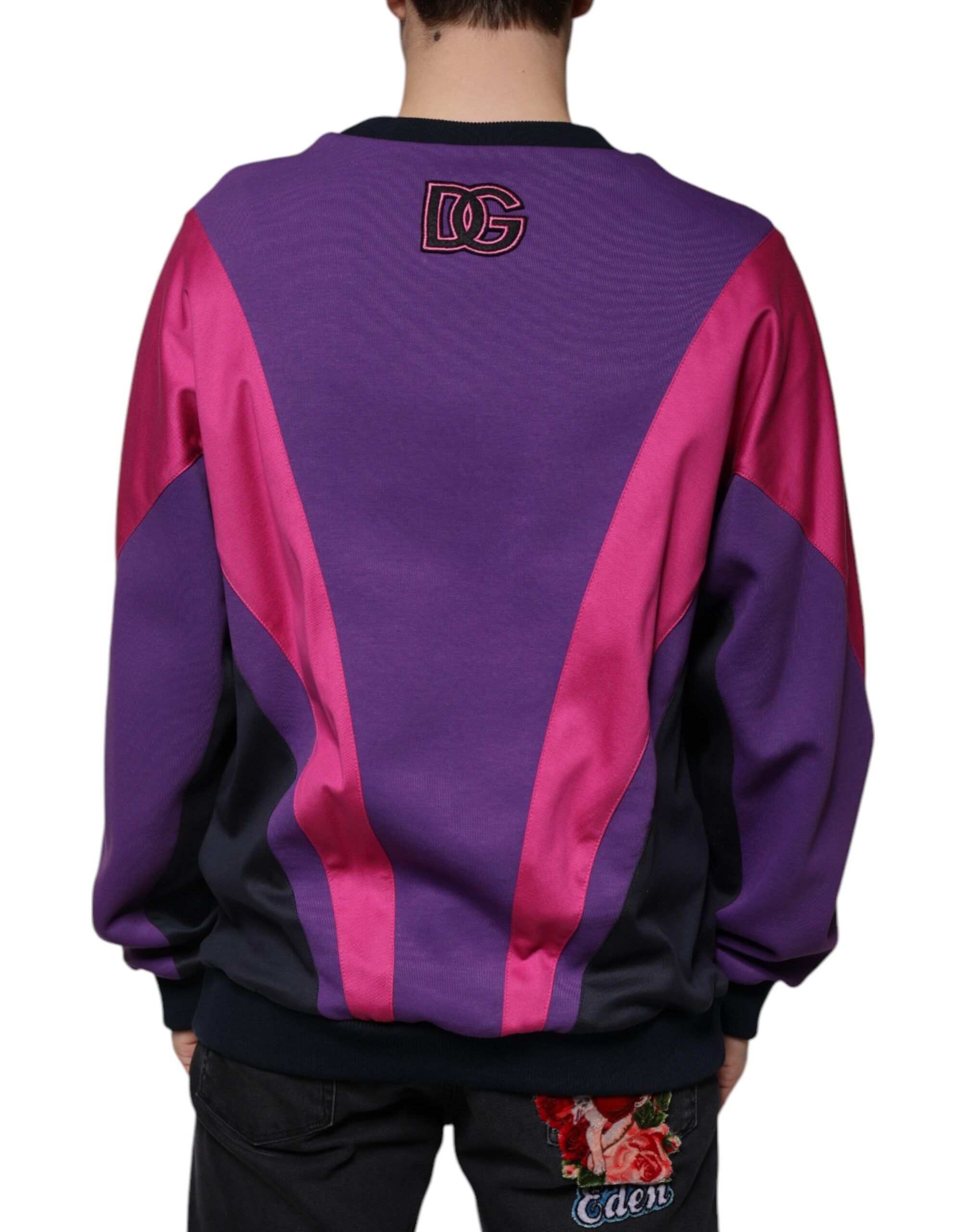 Sweat-shirt homme Dolce & Gabbana à col rond multicolore, pull en coton à design coloré et moderne.