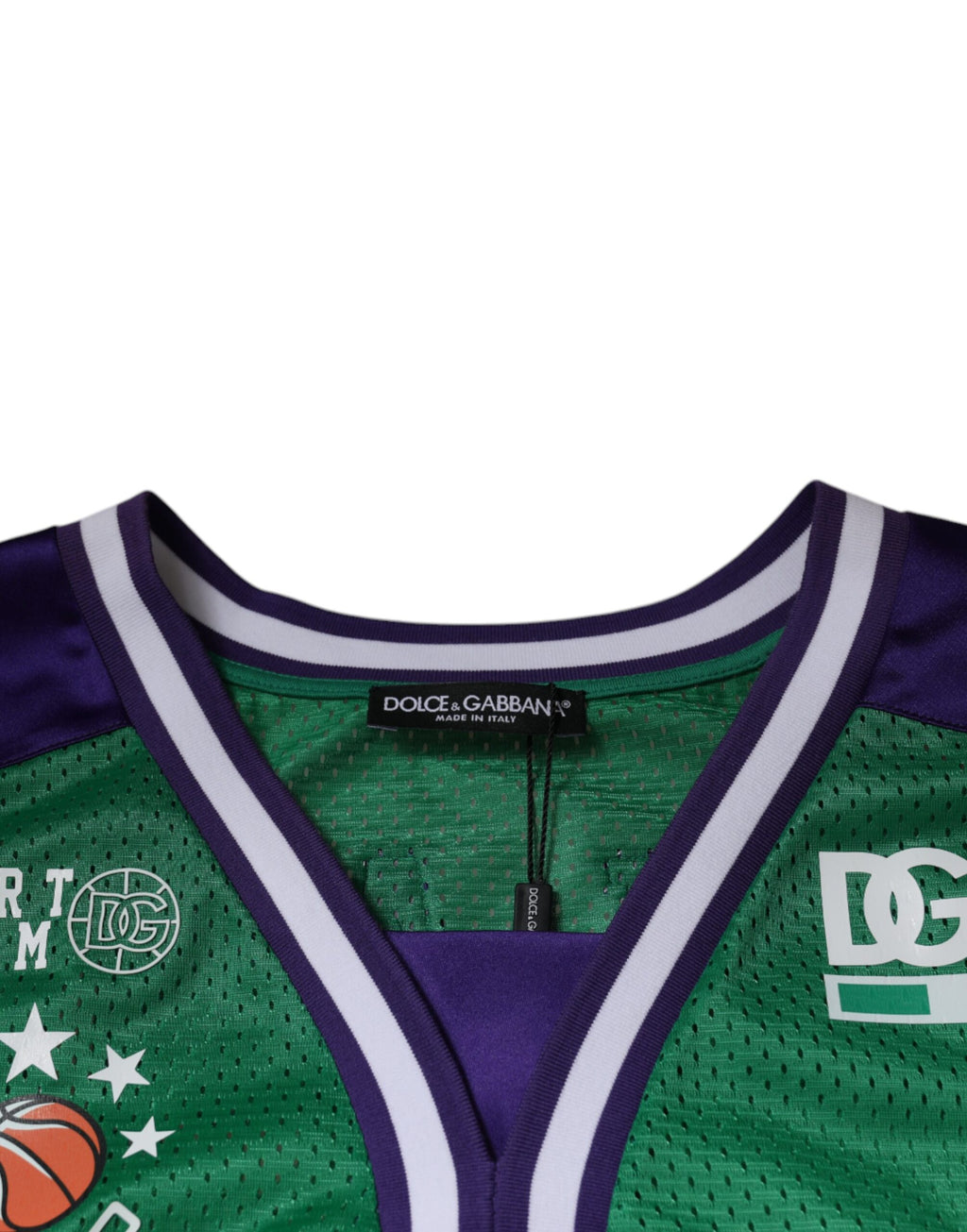 T-shirt sans manches en jersey de polyester vert Dolce & Gabbana, veste décontractée élégante pour homme ou femme.