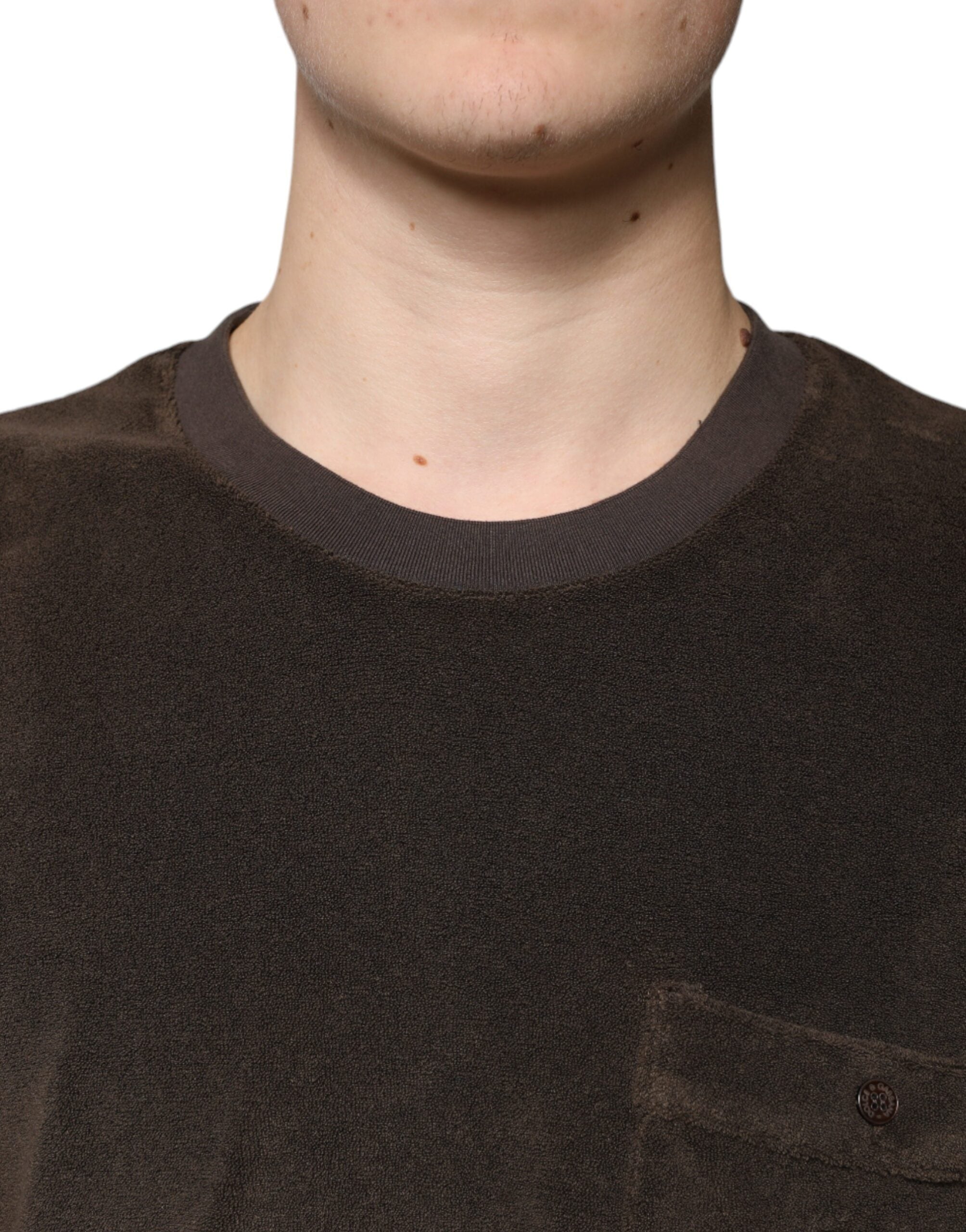 T-shirt Dolce & Gabbana en coton marron à manches courtes et col rond, vue de face.