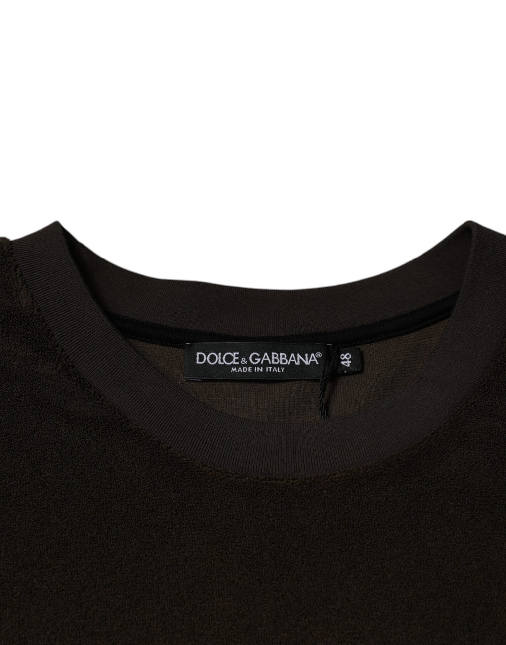 T-shirt homme en coton marron à manches courtes et col rond de Dolce & Gabbana, style décontracté et élégant