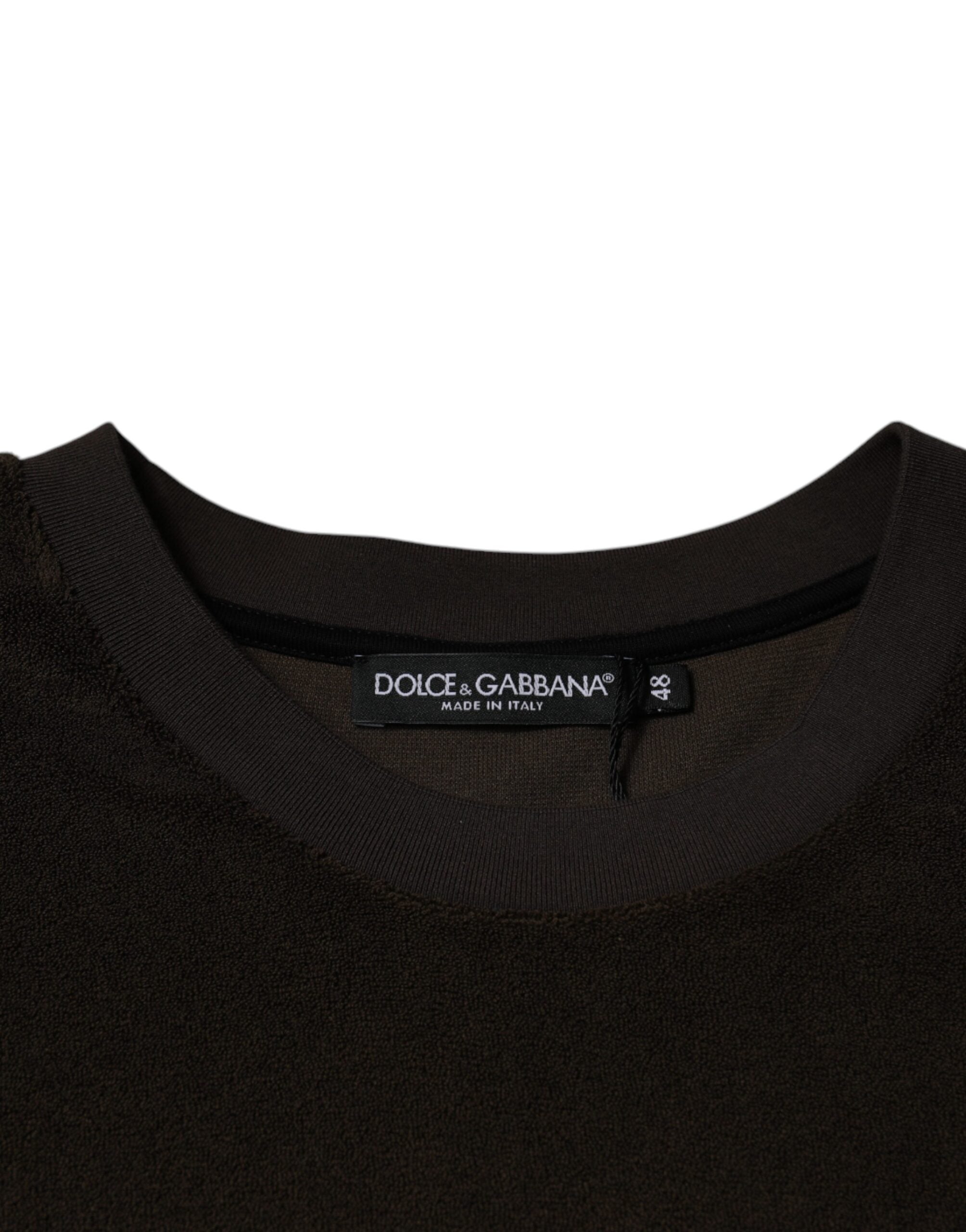 T-shirt homme en coton marron à manches courtes et col rond de Dolce & Gabbana, style décontracté et élégant