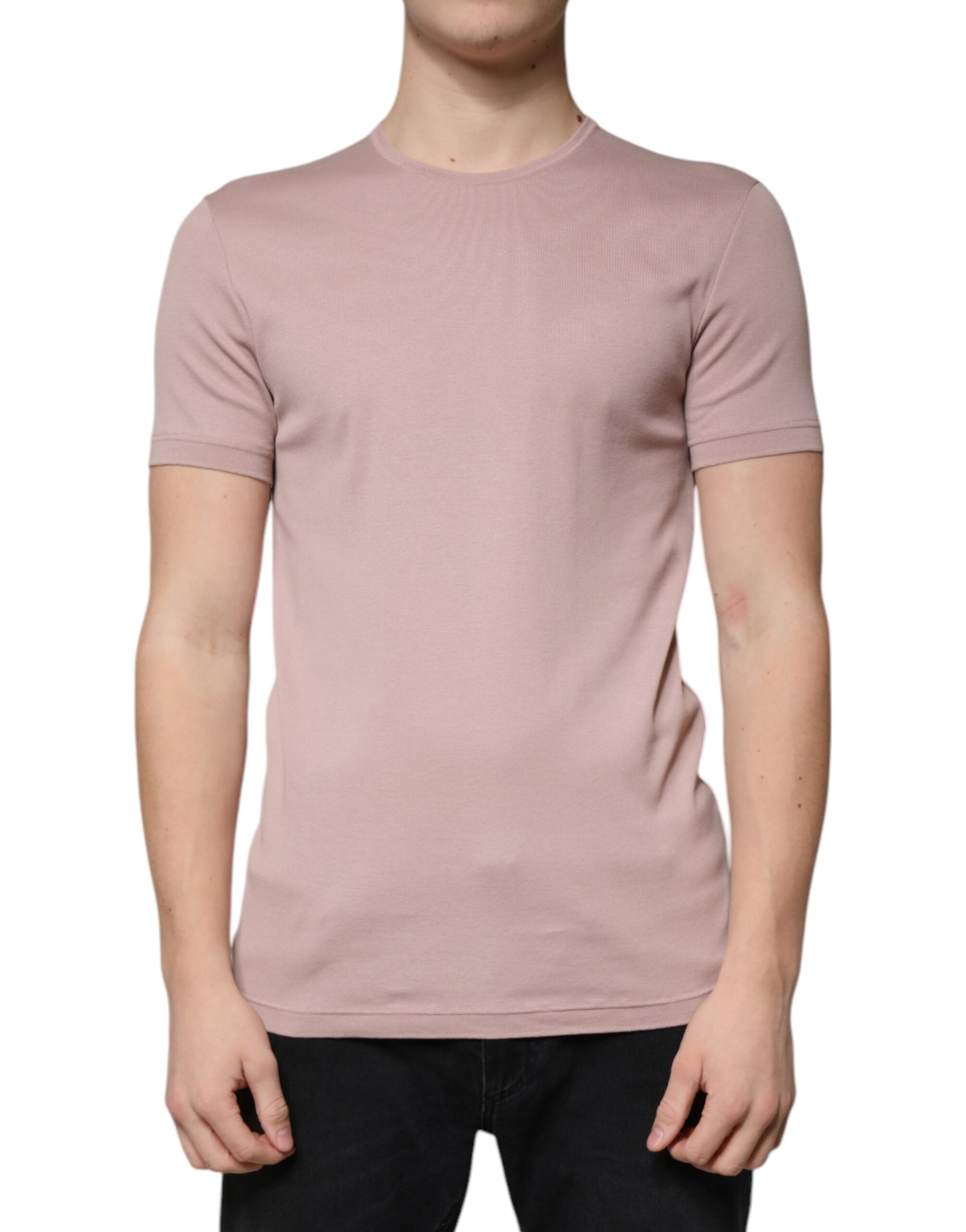 T-shirt Dolce & Gabbana en coton marron à manches courtes et col rond, vue de face.