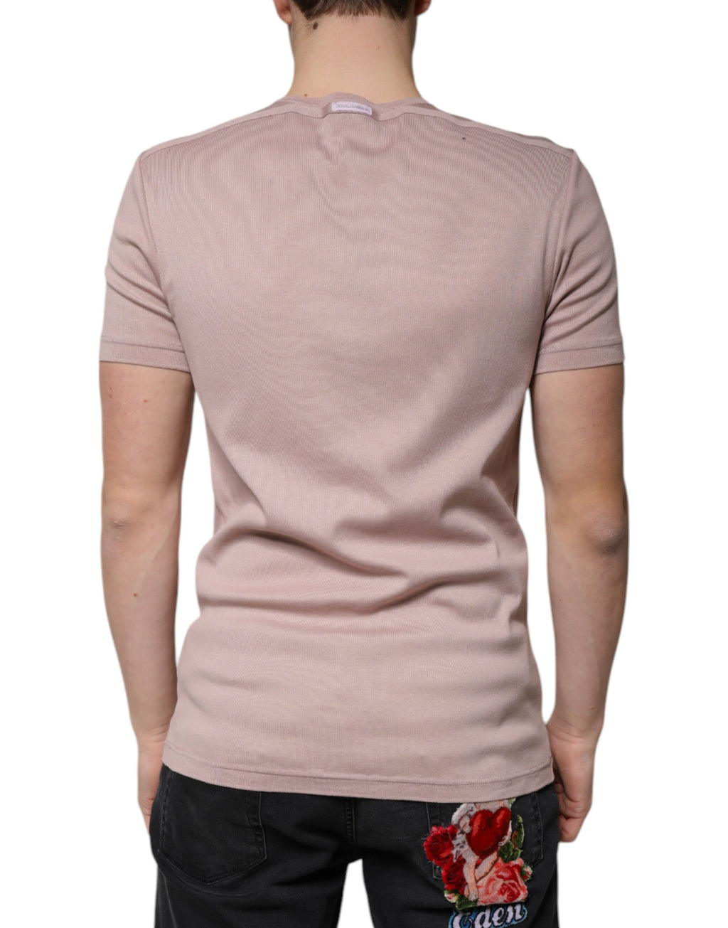 T-shirt Dolce & Gabbana en coton marron à manches courtes et col rond, vue de face.