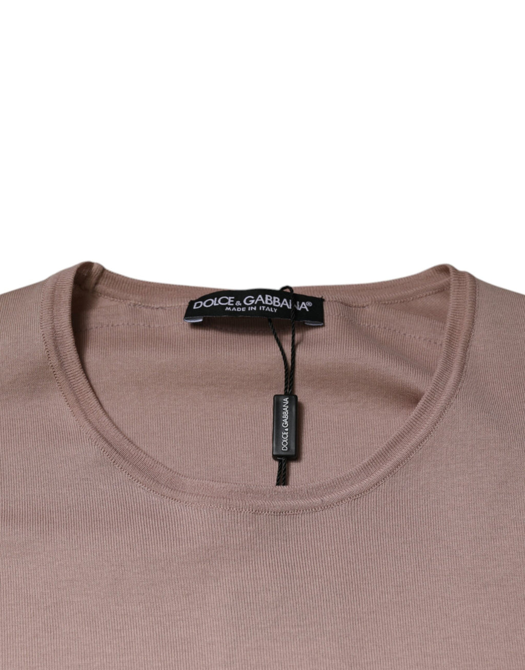 T-shirt pour homme Dolce & Gabbana en coton marron à manches courtes et col rond, vue de face.