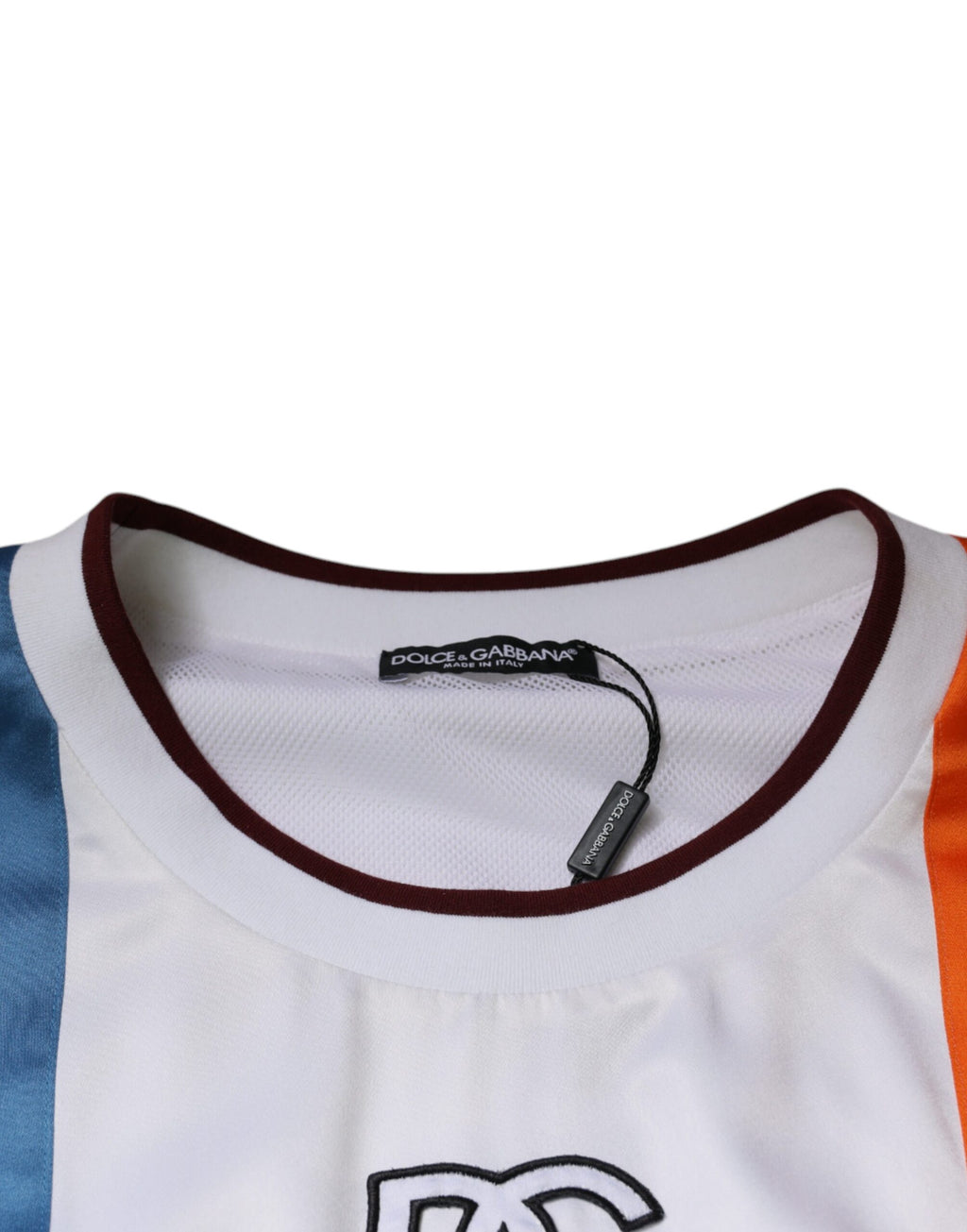 T-shirt sans manches Dolce & Gabbana en jersey multicolore, style décontracté et moderne, vue de face.