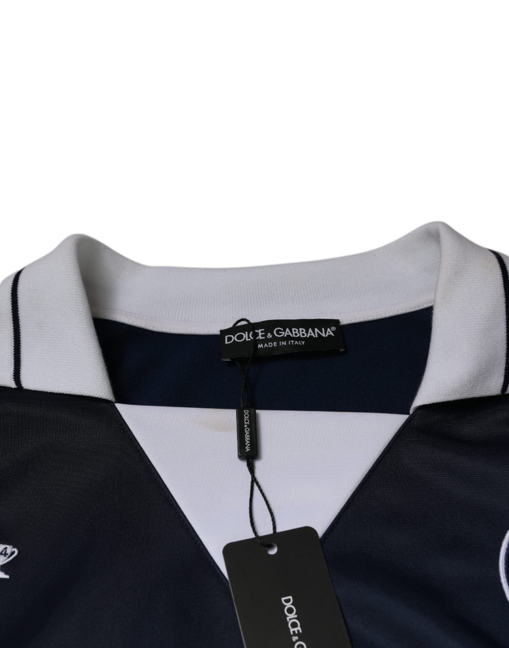 T-shirt à manches longues Dolce & Gabbana Milano en jersey bleu et blanc, style élégant et confortable.