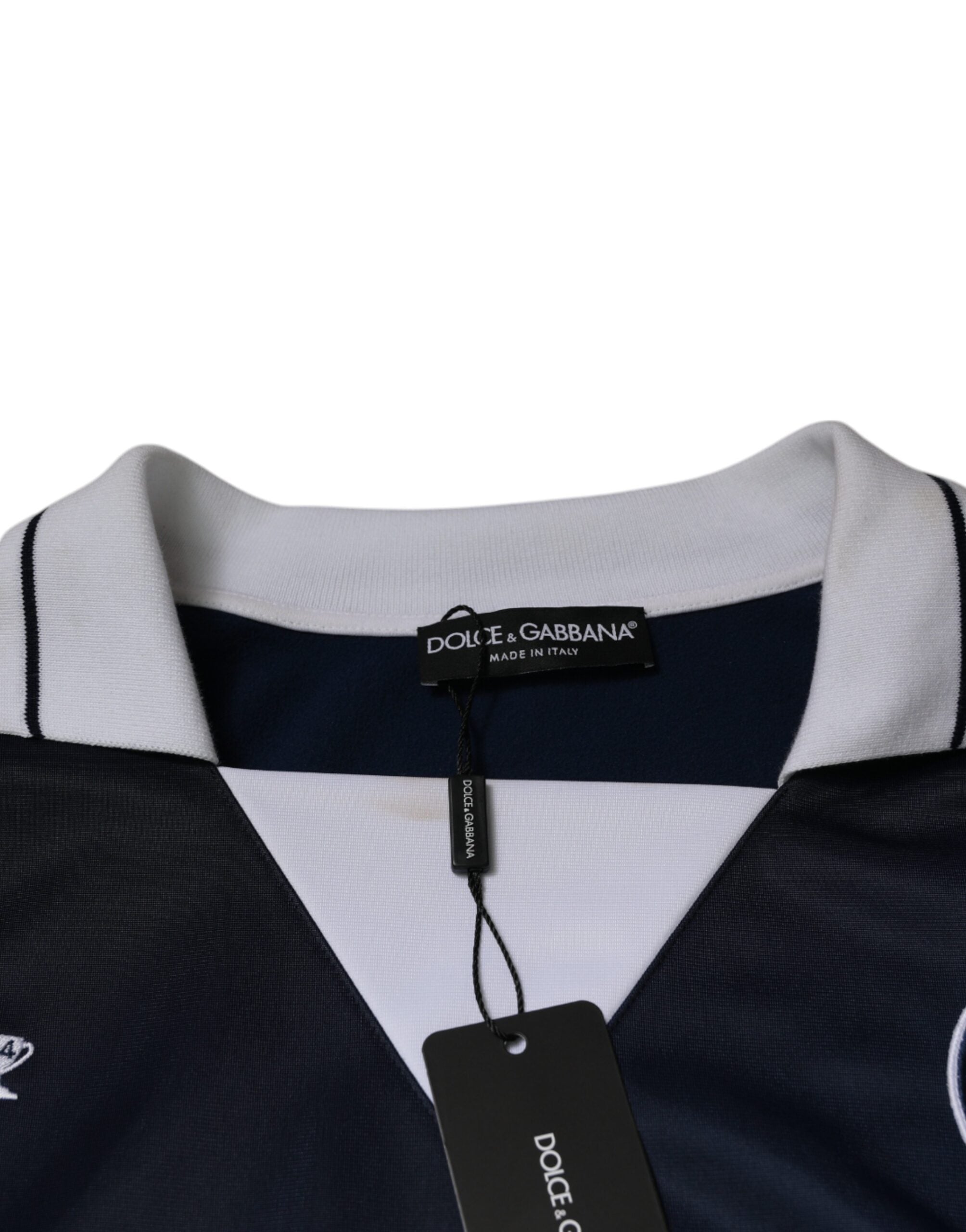 T-shirt à manches longues Dolce & Gabbana Milano en jersey bleu et blanc, style élégant et confortable.